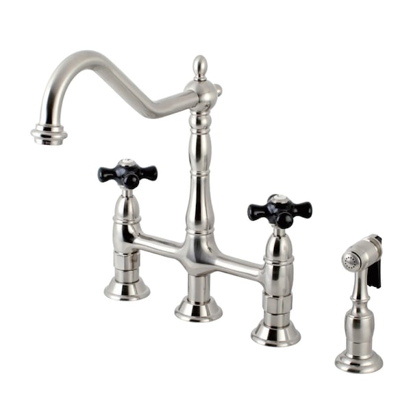 KS1278PKXBS Duchess Bridge Kitchen Faucet W/Brass Sprayer, Brushed Nkl